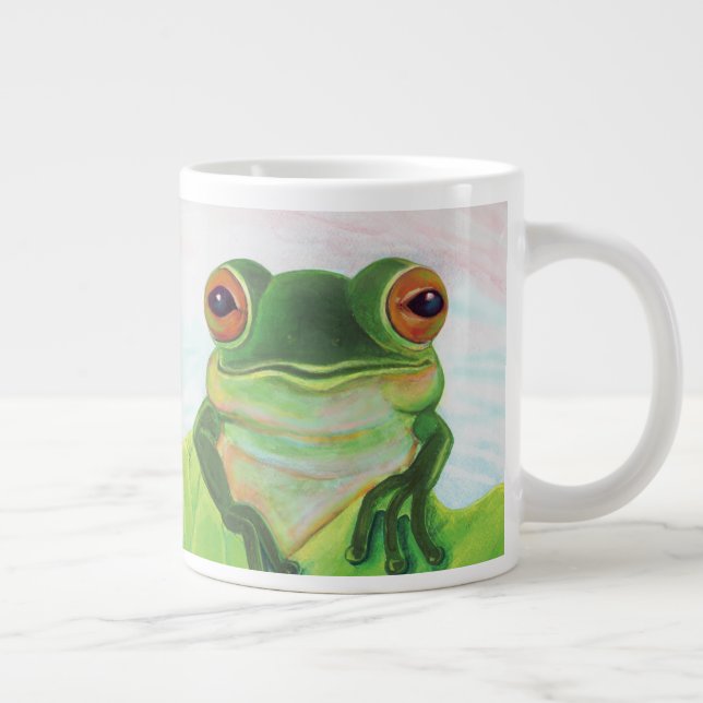 Green Frog Relaxing in the pond  Large Coffee Mug (Right)