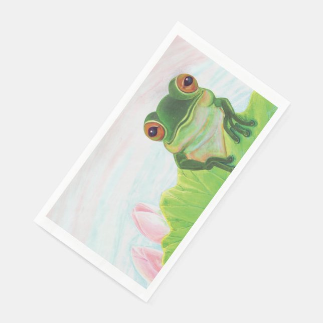 Green Frog Relaxing in the pond  Napkin (Corner)