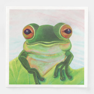 Green Frog Relaxing in the pond  Napkin