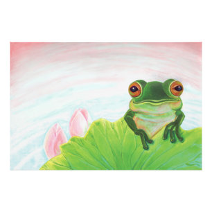 Green Frog Relaxing in the pond  Photo Print