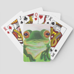 Green Frog Relaxing in the pond  Playing Cards
