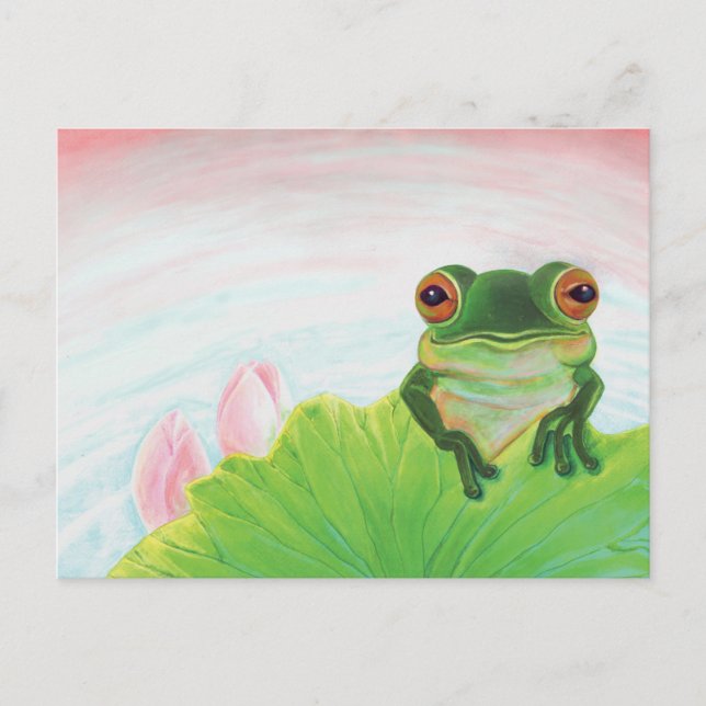 Green Frog Relaxing in the pond Postcard (Front)