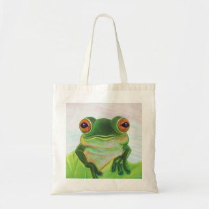 Green Frog Relaxing in the pond Tote Bag