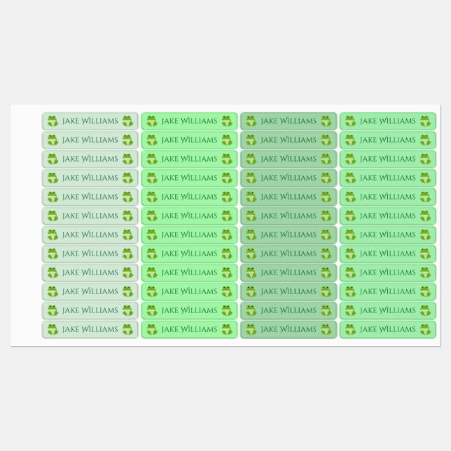 Green Frog School Clothing Kids' Labels (Sheet)