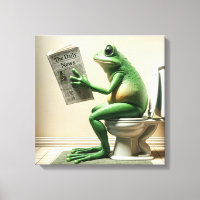 Green Frog Sitting On a Toilet