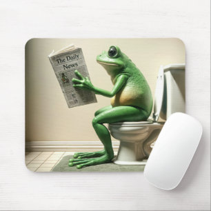 Green Frog Sitting On a Toilet Mouse Mat