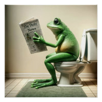 Green Frog Sitting On a Toilet