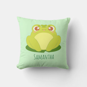 Green Frog Sitting On Leaf Cushion