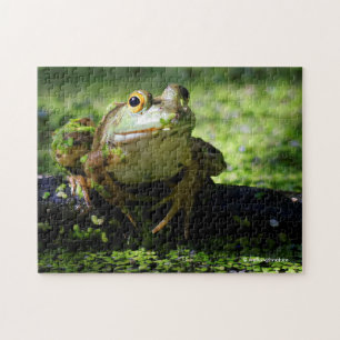Green Frog Strikes a Pose on the Hose Jigsaw Puzzle
