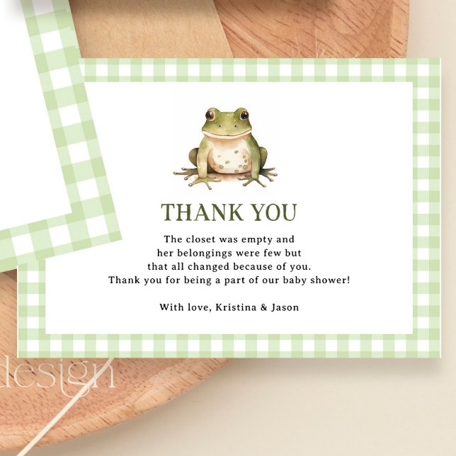 Green Frog Theme Baby Shower Small Thank You Card (Creator Uploaded)