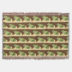 Green Frog Throw Blanket