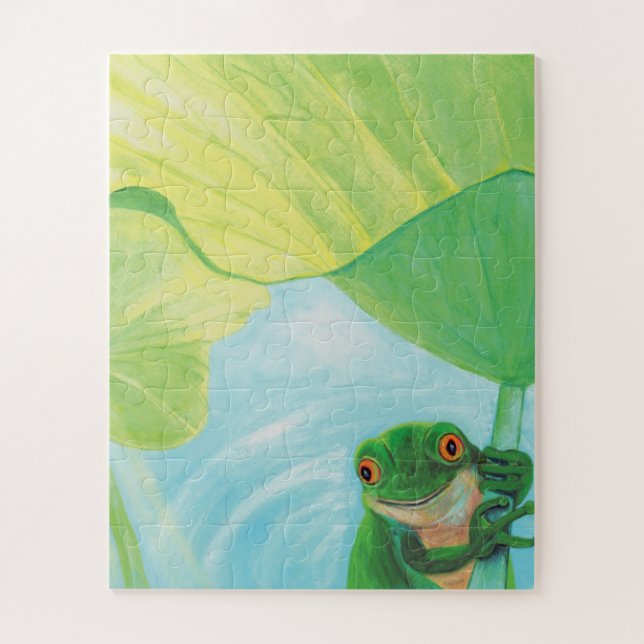 Green Frog under Lily Pad   Jigsaw Puzzle (Vertical)