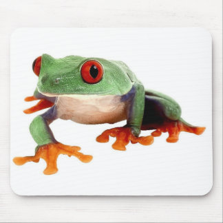 green frog with red eyes mouse mat
