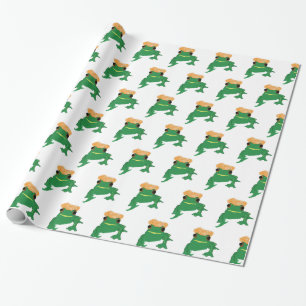 Green frog wrapping paper