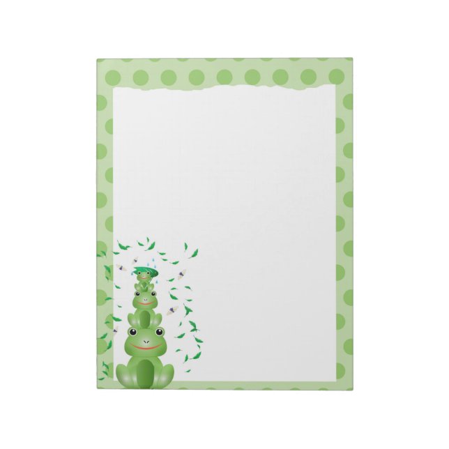 Green Frogs Dotted Woodland Animals  Notepad (Rotated)