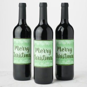 Green frost Merry Christmas Wine Label
