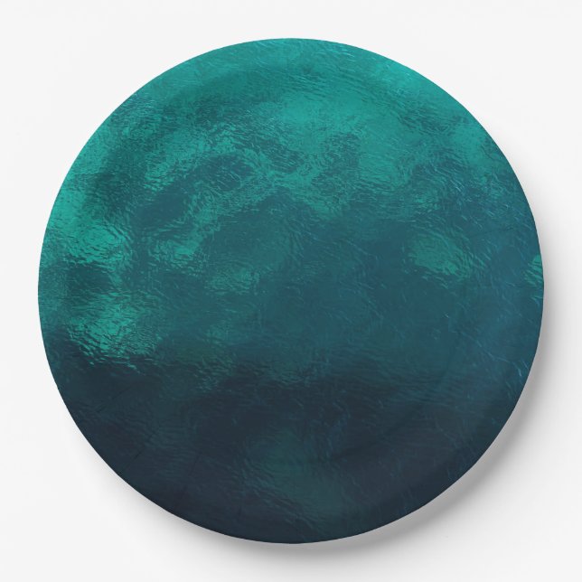 Green Frosted Glass Texture Paper Plate (Front)