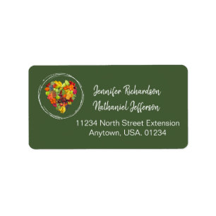 Green Fruit Heart Vegan Themed Wedding Label