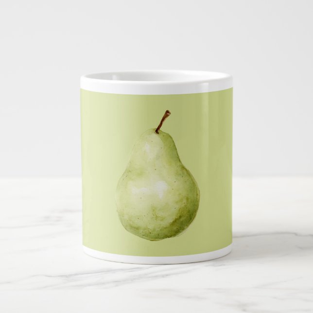 Green Fruit Pear Large Coffee Mug (Front)