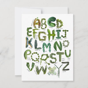 Green Fruits and Veggies Alphabet - Veggies  Invitation