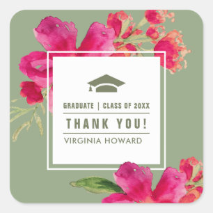 Green Fuchsia Graduation Stickers