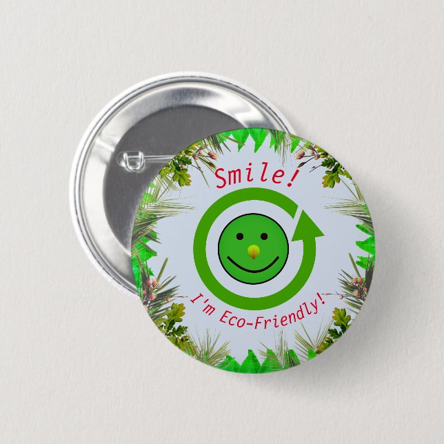 Green Fun - Trendy  Eco-Friendly  6 Cm Round Badge (Front & Back)