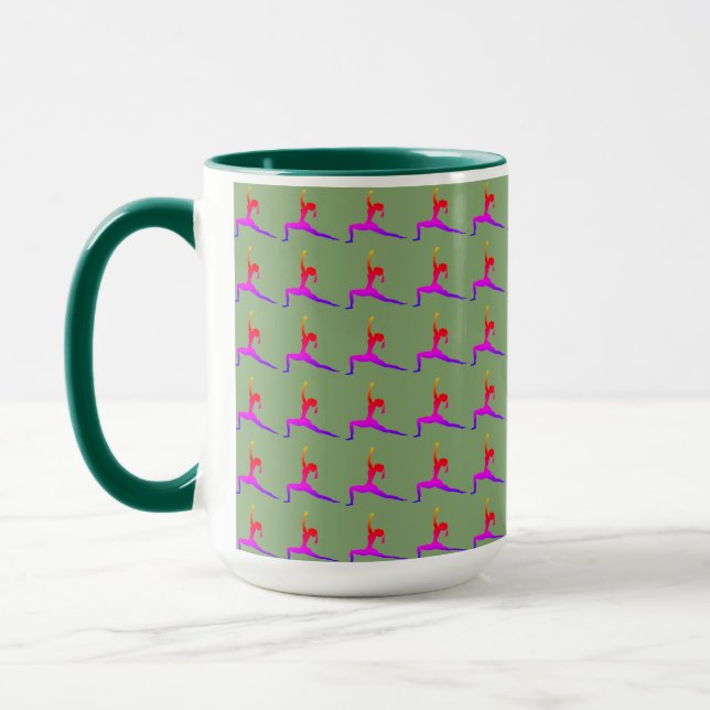 Green  'Fun Yoga Designs' Combo Coffee Mug/ Cup (Left)
