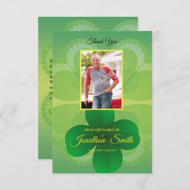 Green Funeral Thank You Card (Front/Back)