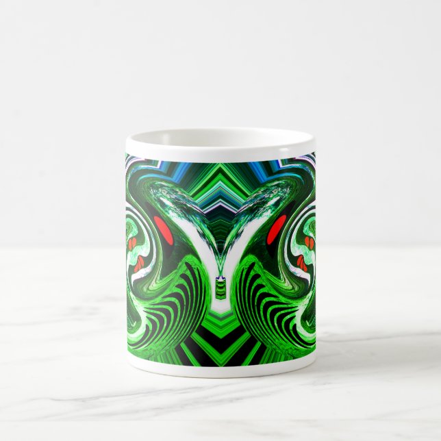 Green funky art coffee mug (Center)