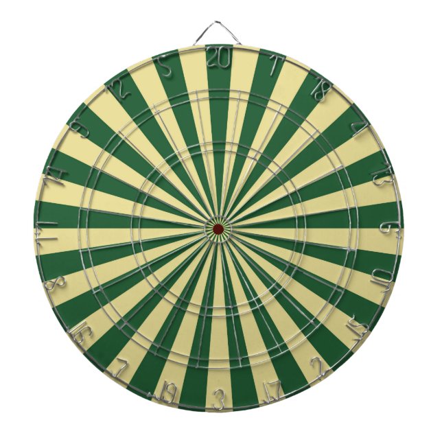 Green Funky Sun Rays Retro Stripes Dartboard (Front)