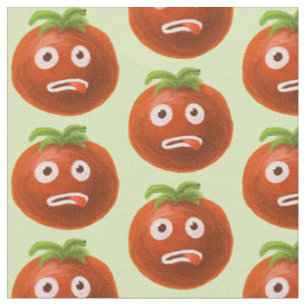 Green Funny Cartoon Tomato Pattern Fabric