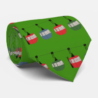 Green Funny Christmas Ski Lift Illustration Skier