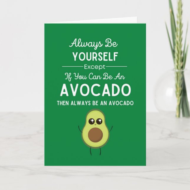 Green Funny Cute Avocado Cards For Kids Fruit (Front)