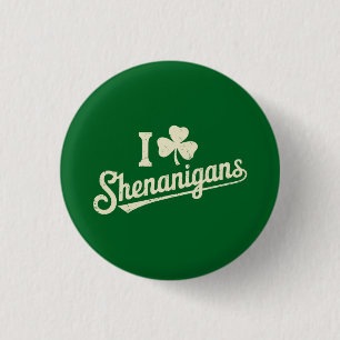 Green Funny Irish Patty's Shamrock Saint Patricks 3 Cm Round Badge