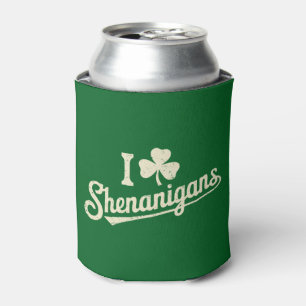 Green Funny Irish Patty's Shamrock Saint Patricks  Can Cooler