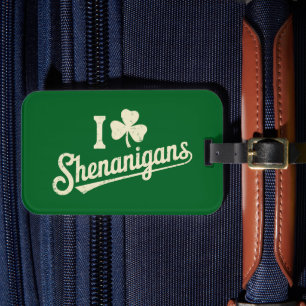 Green Funny Irish Patty's Shamrock Saint Patricks  Luggage Tag