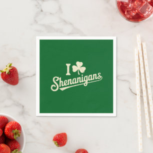 Green Funny Irish Patty's Shamrock Saint Patricks  Napkin