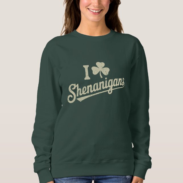 Green Funny Irish Patty's Shamrock Saint Patricks  Sweatshirt (Front)