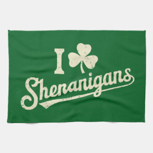 Green Funny Irish Patty's Shamrock Saint Patricks  Tea Towel