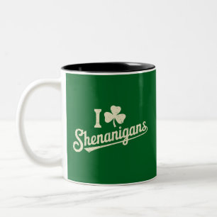 Green Funny Irish Patty's Shamrock Saint Patricks  Two-Tone Coffee Mug