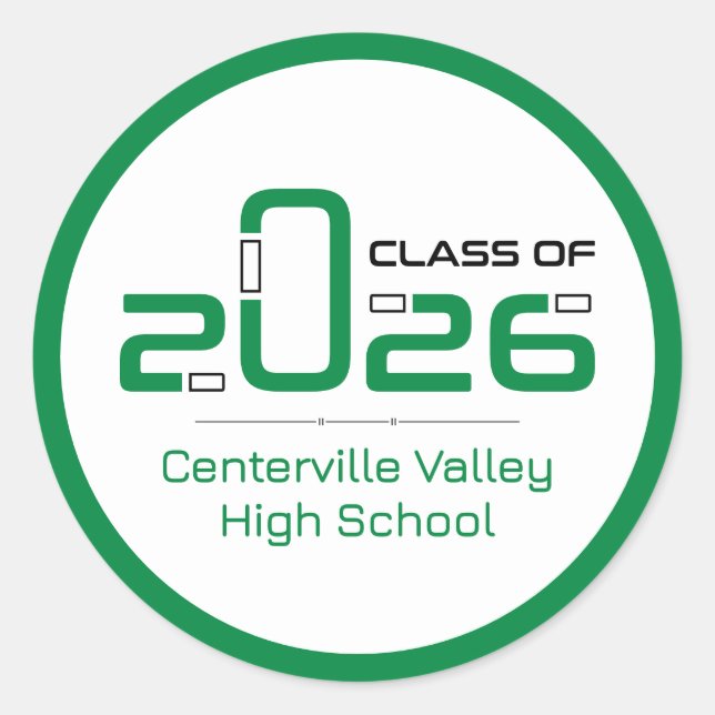 Green Futuristic Class of 2026 Classic Round Sticker (Front)