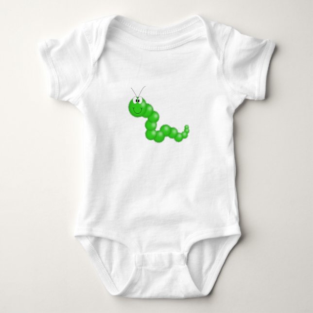 Green Fuzzy Caterpillar Baby Bodysuit (Front)