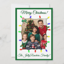Green/G Christmas Card with Lights and photographs