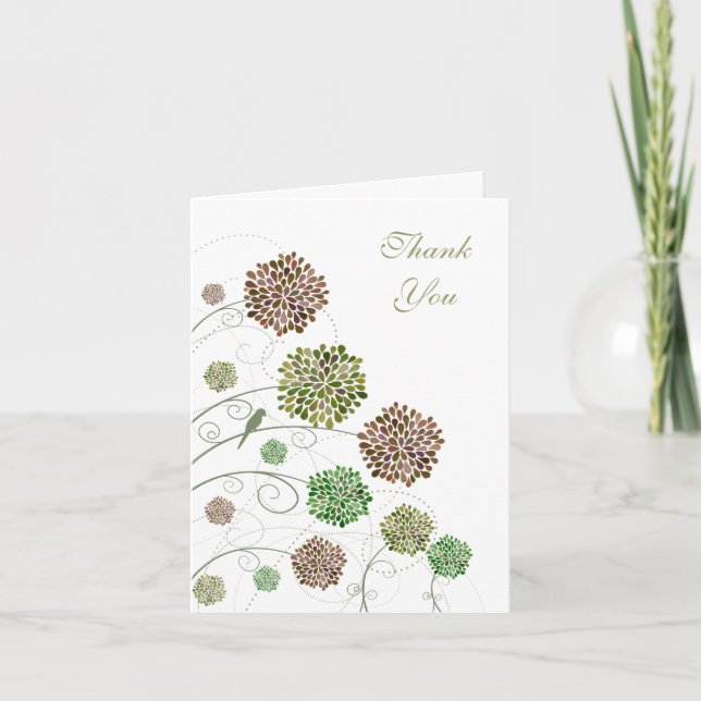 Green Gables Dahlia Wedding Thank You Note Card (Front)