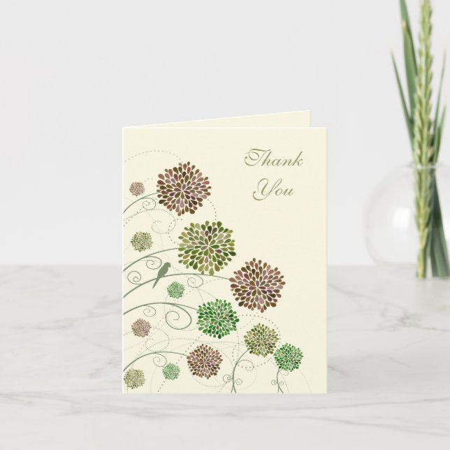 Green Gables Dahlia Wedding Thank You Note Card (Front)