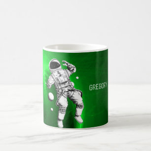 Green Galaxy Astronaut Personalised Coffee Mug