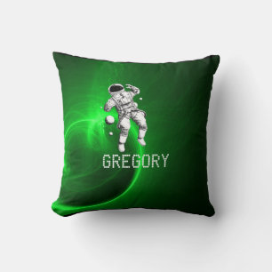 Green Galaxy Astronaut Personalised Cushion