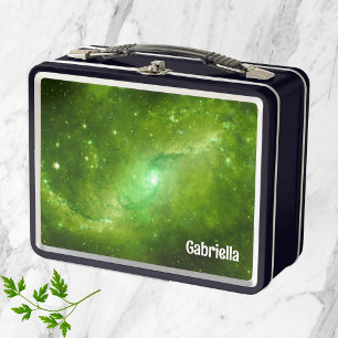 Green Galaxy In Space  Metal Lunch Box
