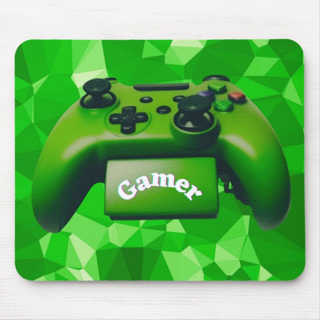 Green Game Controller AI Art Design Mousepad  (Front)