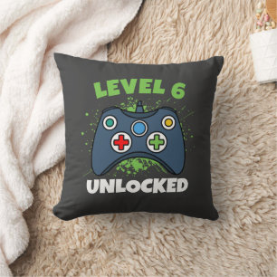 Green Game Controller Level 6 Unlocked Birthday Cushion